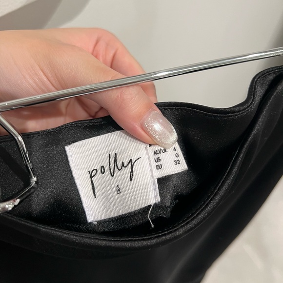 Princess Polly Black Satin Midi Skirt with side slits - Picture 2 of 3